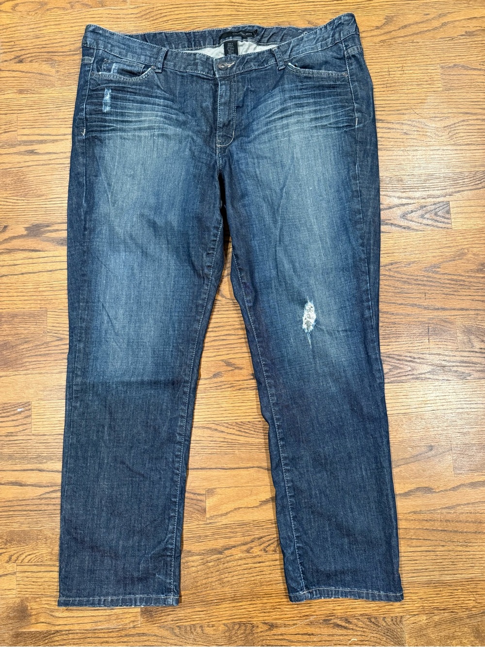 Calvin Klein Women's Straight Jeans in Dark Blue Wash